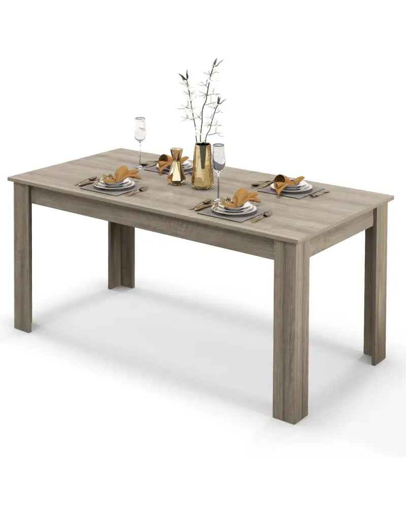 63 Inch Rectangular Modern Dining Kitchen Table-Light Gray - Light Gray - Dining Tables