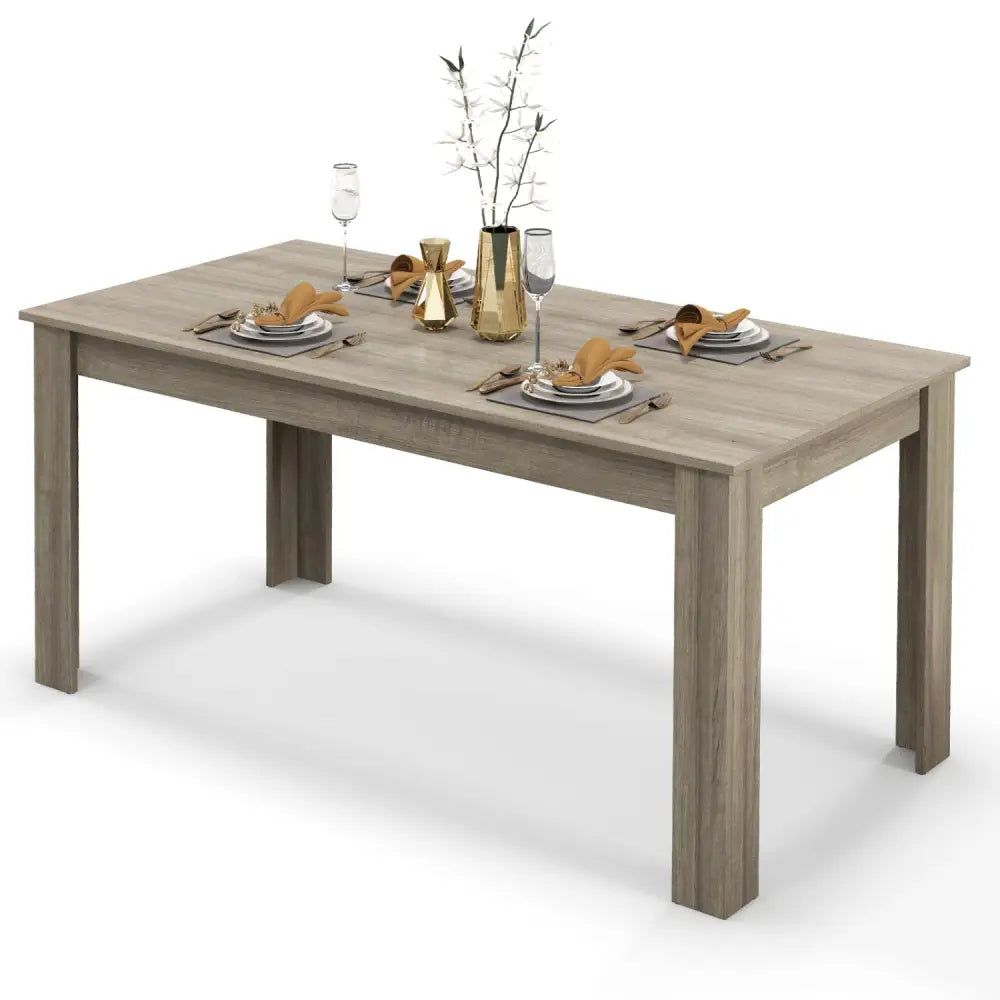 63 Inch Rectangular Modern Dining Kitchen Table-Light Gray - Light Gray - Dining Tables