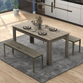 63 Inch Rectangular Modern Dining Kitchen Table-Light Gray - Light Gray - Dining Tables