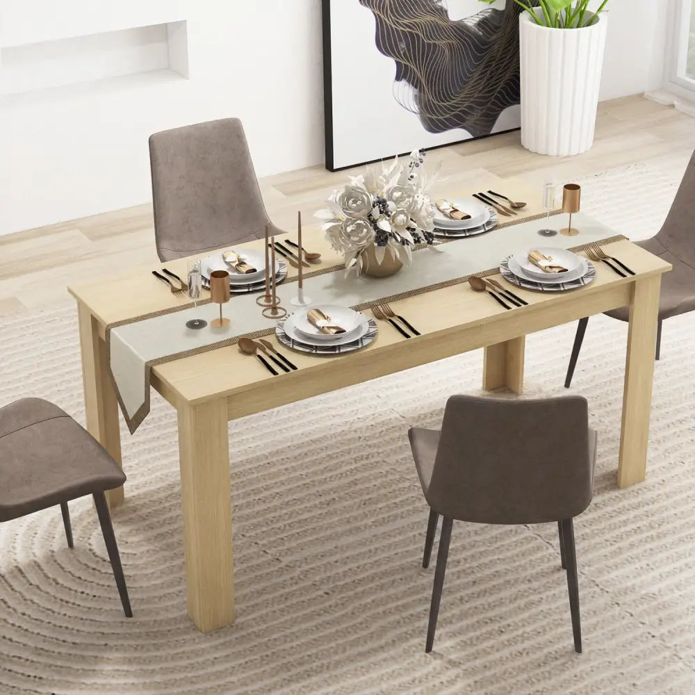 63 Inch Rectangular Modern Dining Kitchen Table-Oak - Oak - Dining Tables