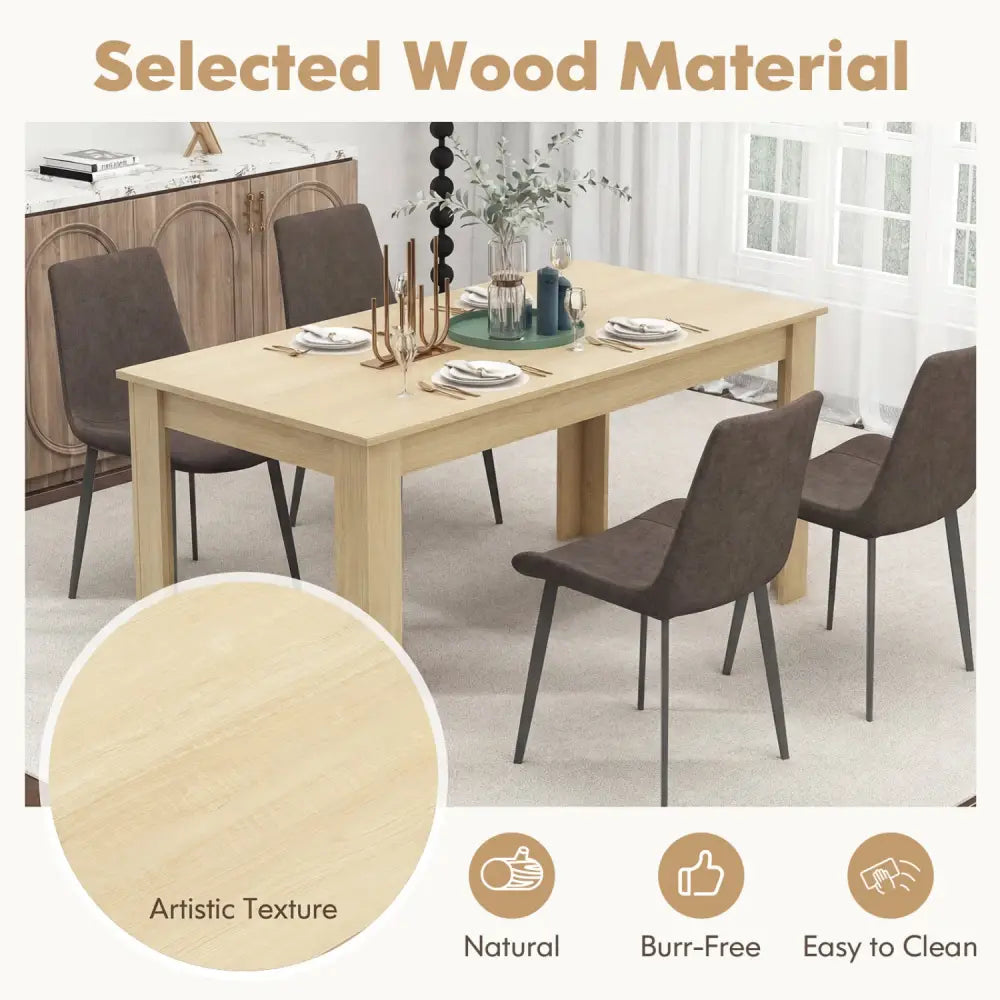 63 Inch Rectangular Modern Dining Kitchen Table-Oak - Oak - Dining Tables