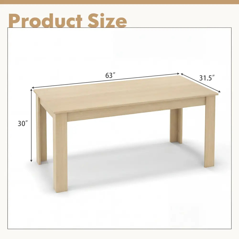 63 Inch Rectangular Modern Dining Kitchen Table-Oak - Oak - Dining Tables