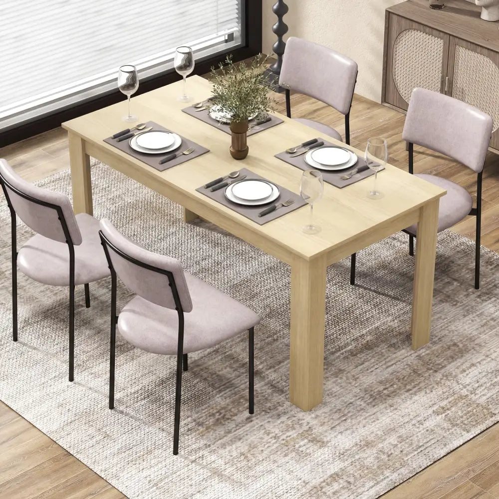 63 Inch Rectangular Modern Dining Kitchen Table-Oak - Oak - Dining Tables