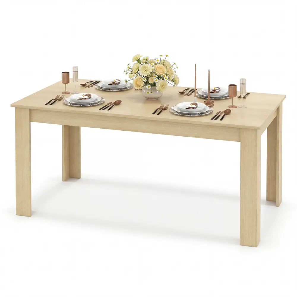 63 Inch Rectangular Modern Dining Kitchen Table-Oak - Oak - Dining Tables