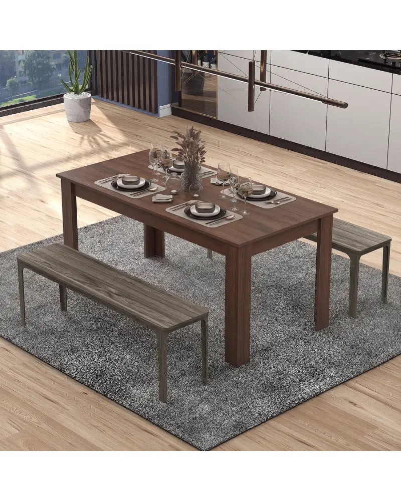 63 Inch Rectangular Modern Dining Kitchen Table-Walnut - Walnut - Dining Tables