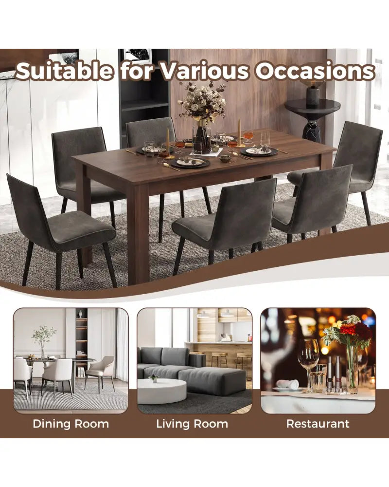 63 Inch Rectangular Modern Dining Kitchen Table-Walnut - Walnut - Dining Tables
