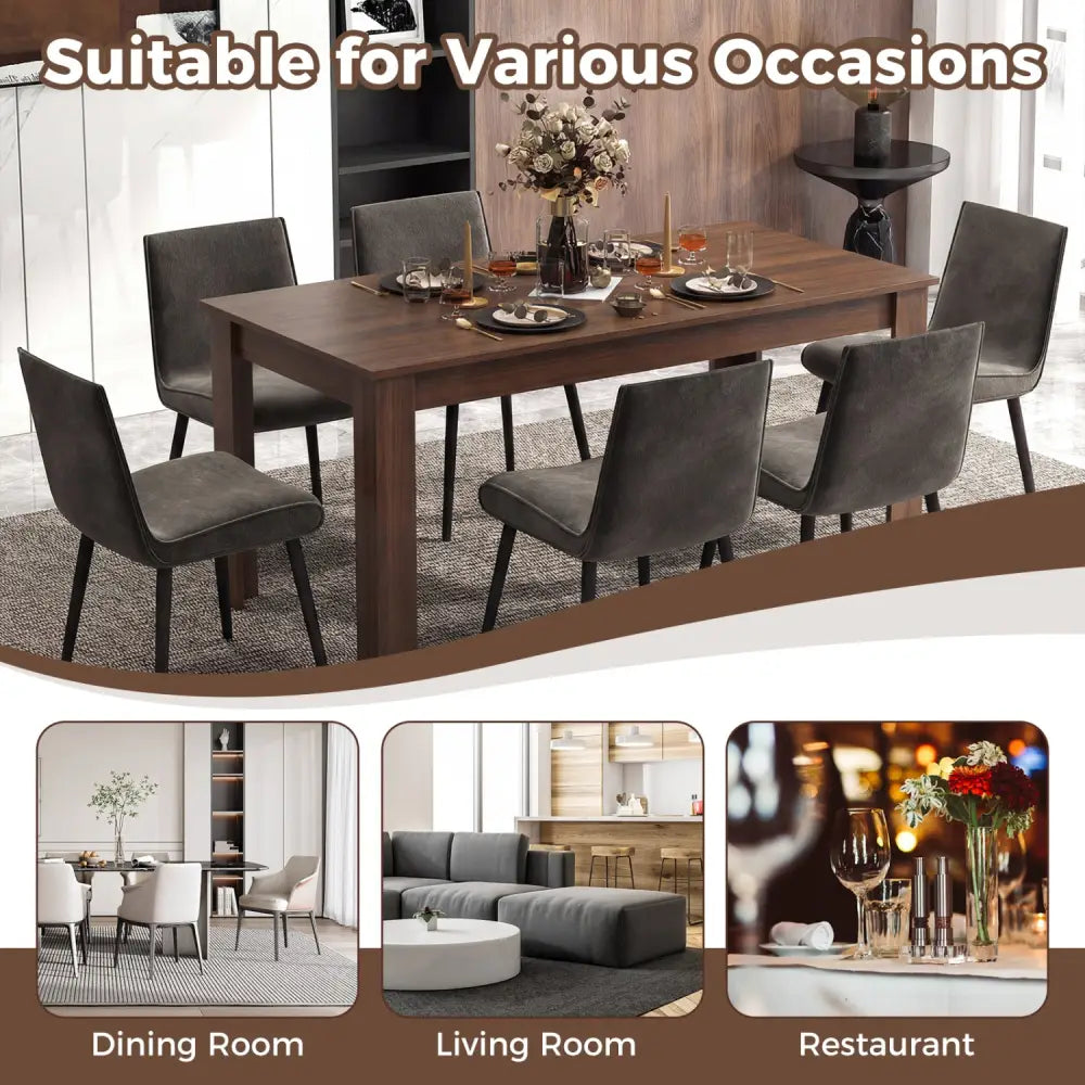 63 Inch Rectangular Modern Dining Kitchen Table-Walnut - Walnut - Dining Tables