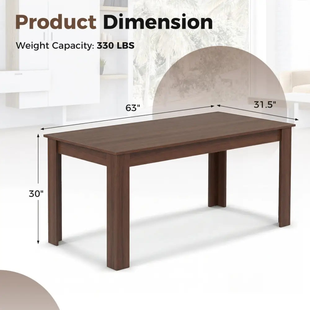 63 Inch Rectangular Modern Dining Kitchen Table-Walnut - Walnut - Dining Tables