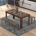 63 Inch Rectangular Modern Dining Kitchen Table-Walnut - Walnut - Dining Tables