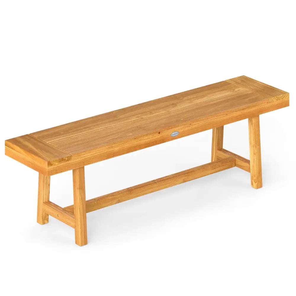 63 Inch Solid Wood Bench for up to 3 People - Natural - Outdoor Benches