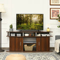 63 Inch TV Entertainment Console Center with 2 Cabinets-Walnut - Walnut - Entertainment Centers & TV Stands