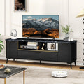 63 Inch TV Stand with Flip Door Cabinet for TVs up to 75 Inch-Black - Black - Entertainment Centers & TV Stands