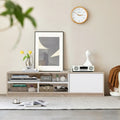 63 Inch TV Stand with Push-to-Open Door Cabinet for TVs up to 75 Inch - Natural - Entertainment Centers & TV Stands