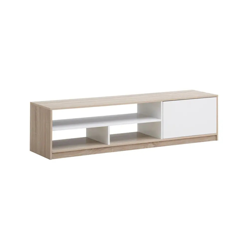 63 Inch TV Stand with Push-to-Open Door Cabinet for TVs up to 75 Inch - Natural - Entertainment Centers & TV Stands