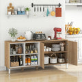 63 Inches Buffet Sideboard with 4 Compartments and Push-to-Open Cabinet-Natural - Natural - Sideboards Cabinets &