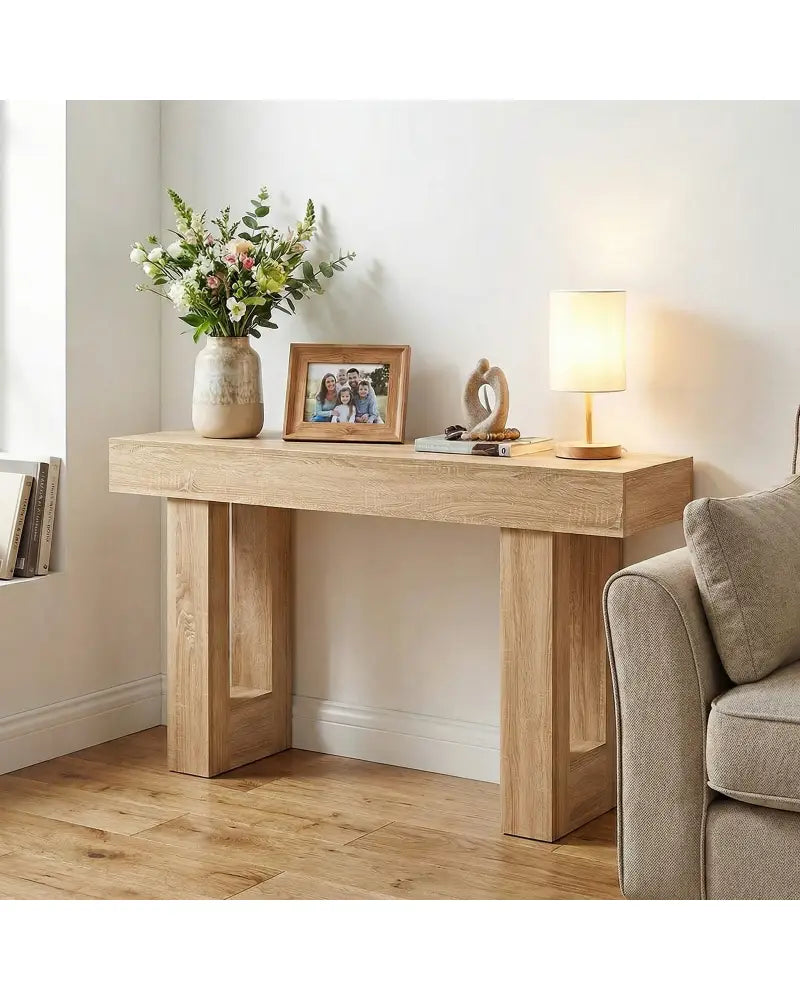 63 Inches Long Console Table Farmhouse Entryway Table with Storage-Natural - Natural - Console Tables