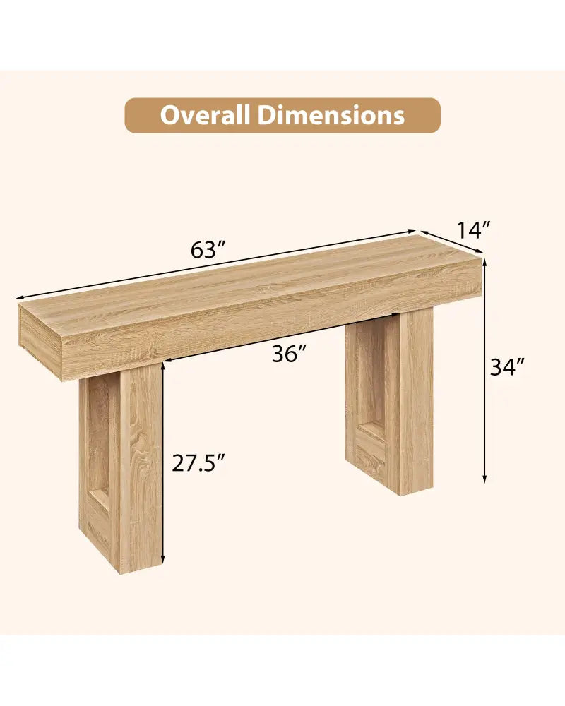 63 Inches Long Console Table Farmhouse Entryway Table with Storage-Natural - Natural - Console Tables