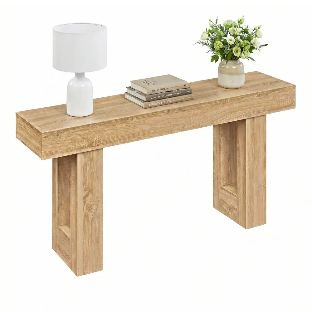 63 Inches Long Console Table Farmhouse Entryway Table with Storage-Natural - Natural - Console Tables