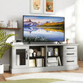 63 Inches Media Console Table with 3 Drawers and 2 Glass Shelves-Gray - Gray - Entertainment Centers & TV Stands