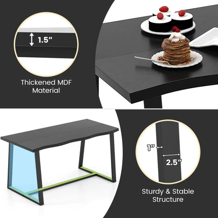 63’’ Large Dining Table with Wavy Edge and Heavy-duty Metal Frame-Black - Black - Dining Tables