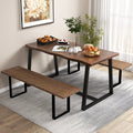 63’’ Large Dining Table with Wavy Edge and Heavy-duty Metal Frame-Coffee - Coffee - Dining Tables