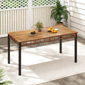 63’’ Outdoor Dining Table with Acacia Wood Slatted Tabletop - Patio Dining Tables