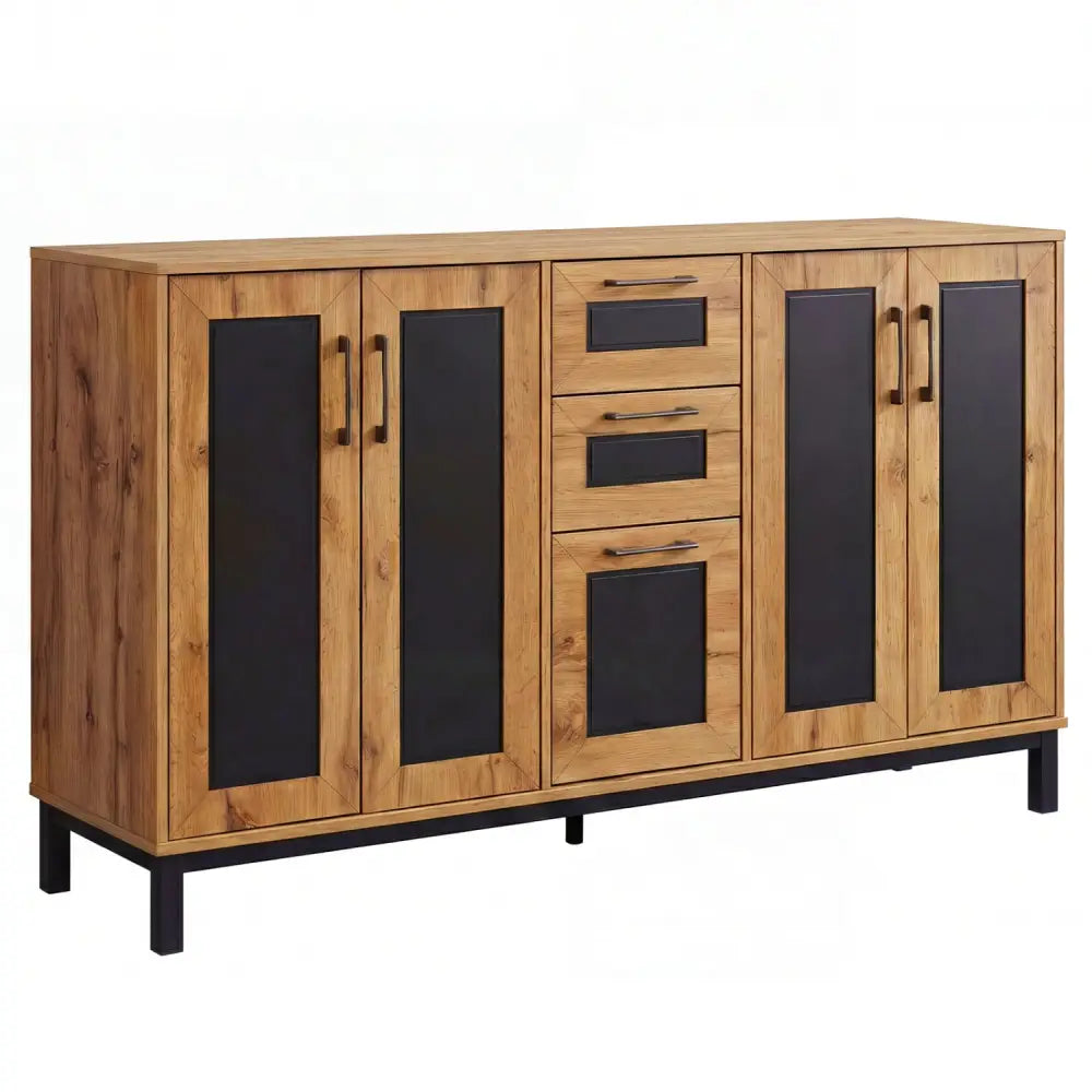 63’’ Sideboard Buffet Cabinet with 3 Drawers and Storage Shelves-Natural - Natural - Sideboards Cabinets & Buffets