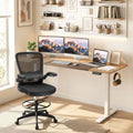 63 x 24 Inch Height Adjustable Sit Stand Computer Desk with 3 Memory Presets-Natural - Natural & White - Computer Desks