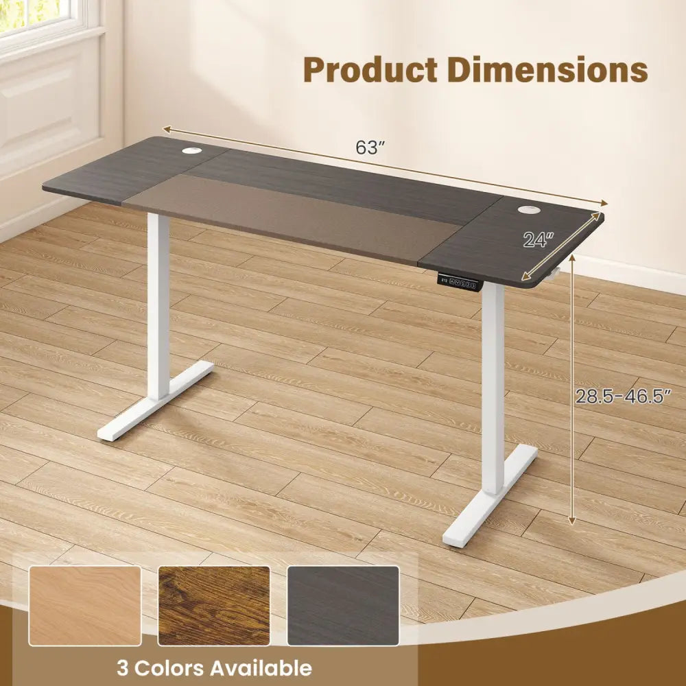 63 x 24 Inch Height Adjustable Sit Stand Computer Desk with 3 Memory Presets-Grey - Gray - Computer Desks