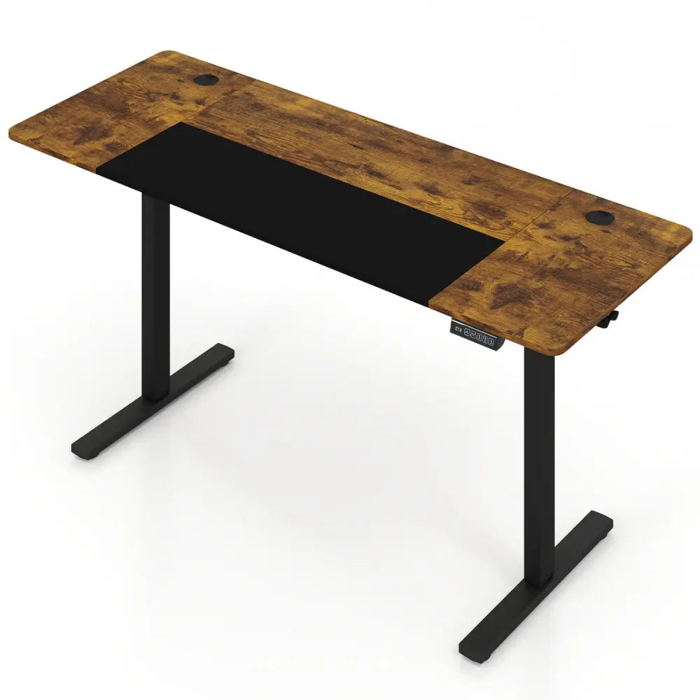 63 x 24 Inch Height Adjustable Sit Stand Computer Desk with 3 Memory Presets-Rustic Brown - Rustic Brown - Computer