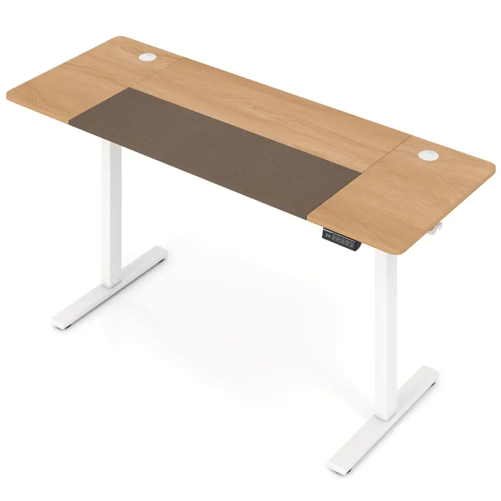63 x 24 Inch Height Adjustable Sit Stand Computer Desk with 3 Memory Presets-Natural - Natural & White - Computer Desks