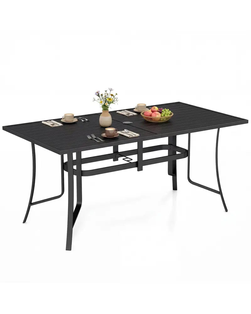 63’’ x 33’’ Rectangle Metal Patio Dining Table for 6-Black - Patio Dining Tables