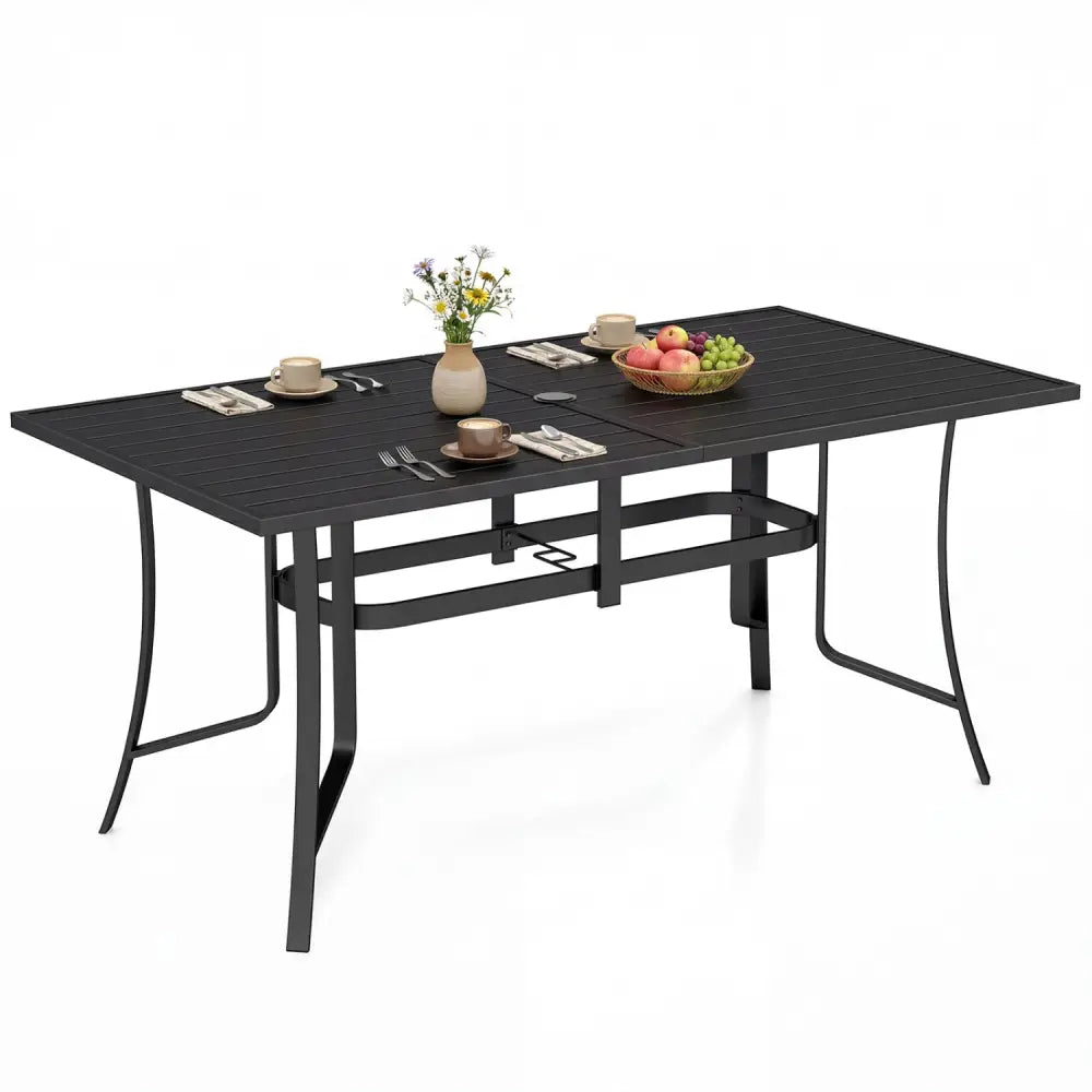 63’’ x 33’’ Rectangle Metal Patio Dining Table for 6-Black - Patio Dining Tables