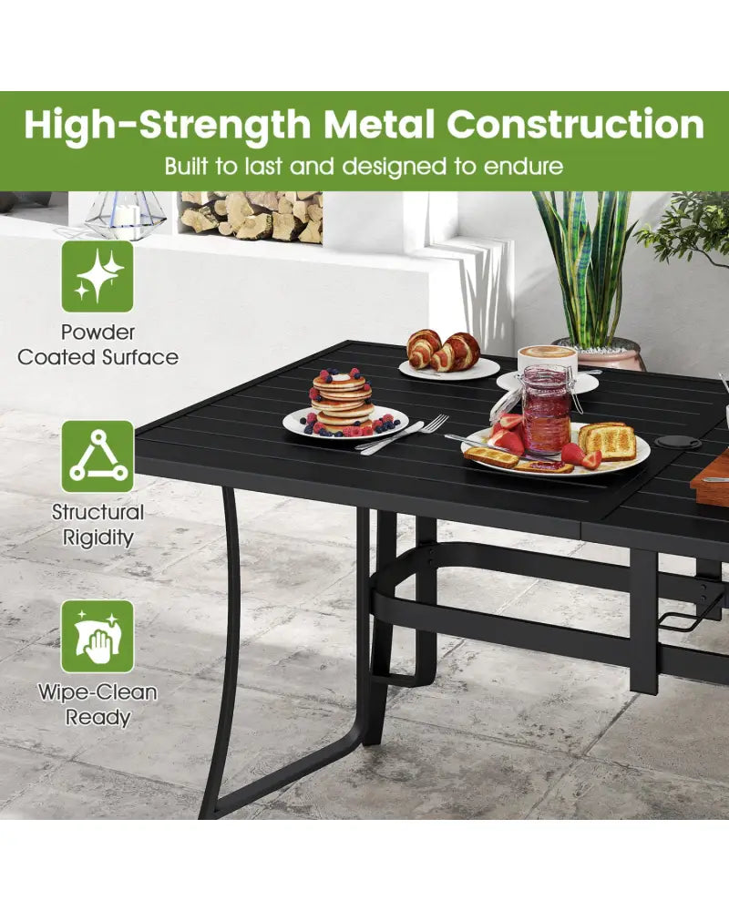63’’ x 33’’ Rectangle Metal Patio Dining Table for 6-Black - Patio Dining Tables