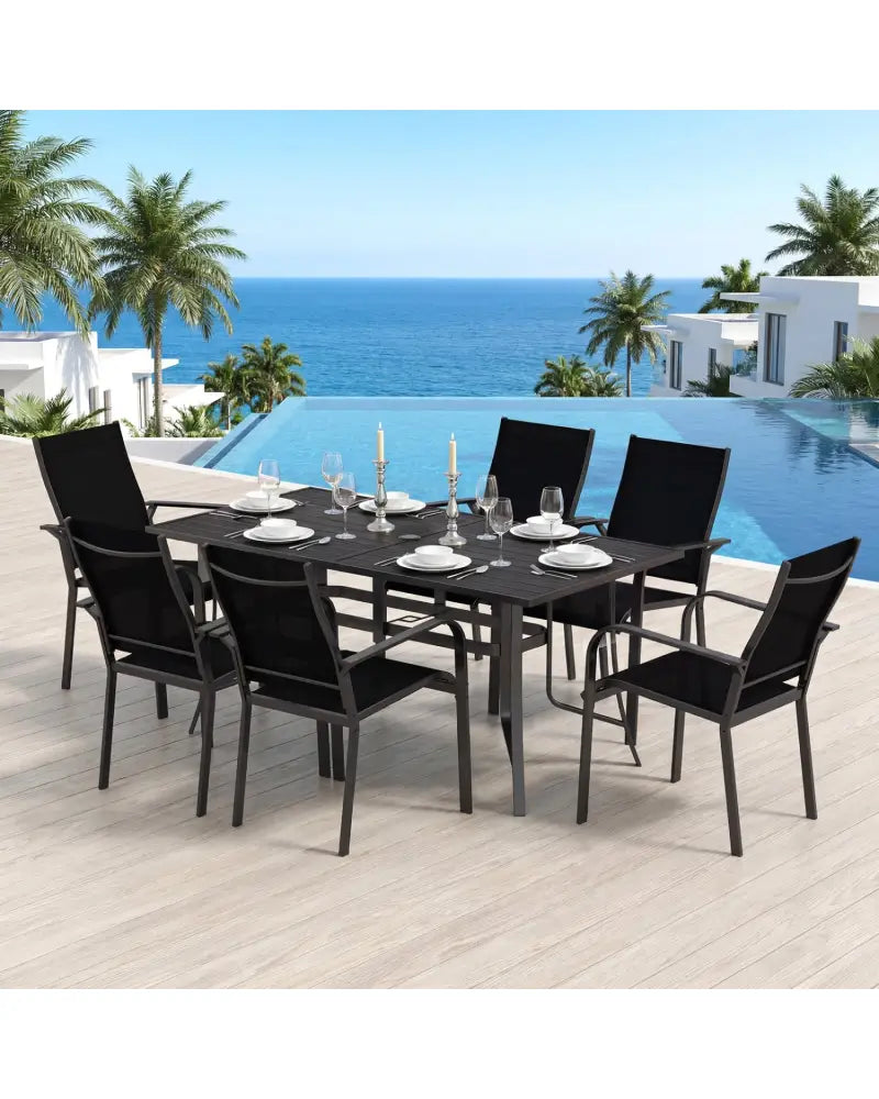 63’’ x 33’’ Rectangle Metal Patio Dining Table for 6-Black - Patio Dining Tables