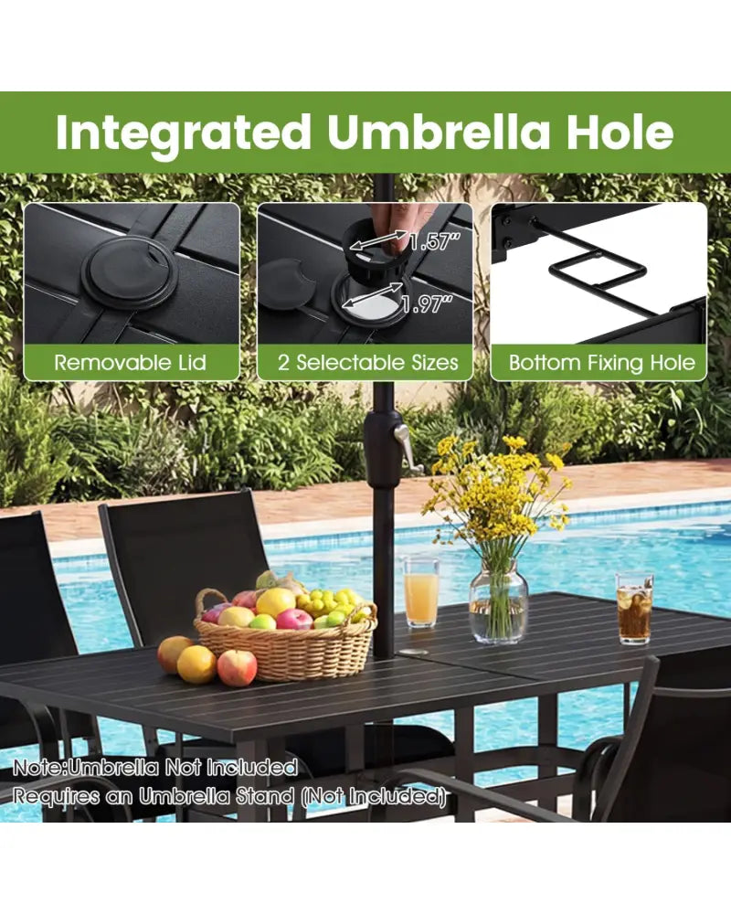 63’’ x 33’’ Rectangle Metal Patio Dining Table for 6-Black - Patio Dining Tables