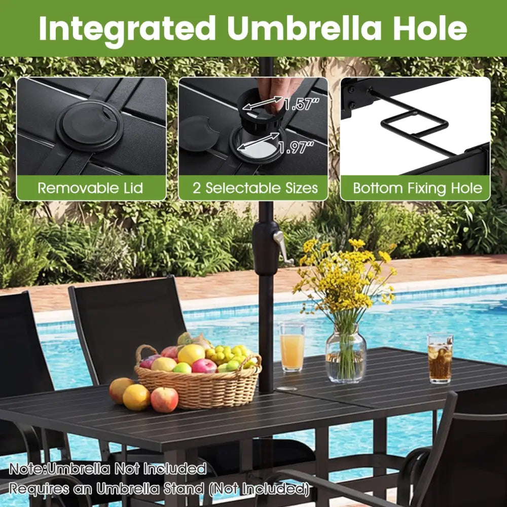 63’’ x 33’’ Rectangle Metal Patio Dining Table for 6-Black - Patio Dining Tables