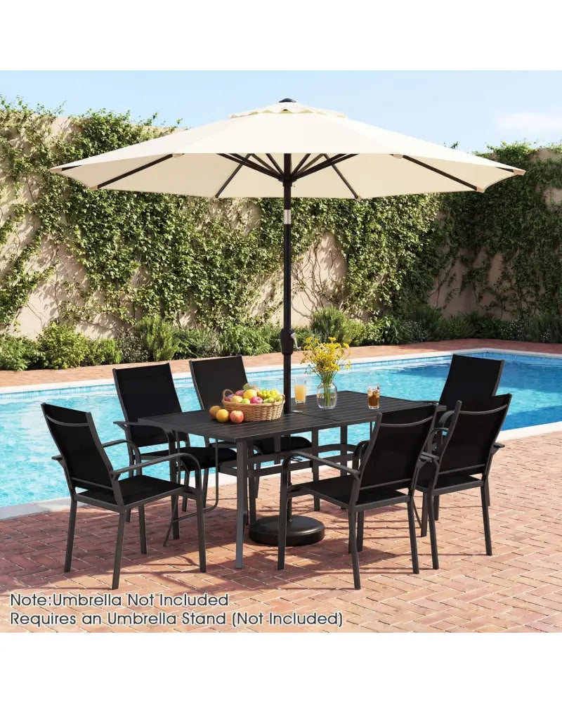 63’’ x 33’’ Rectangle Metal Patio Dining Table for 6-Black - Patio Dining Tables