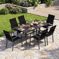63’’ x 33’’ Rectangle Metal Patio Dining Table for 6-Black - Patio Dining Tables