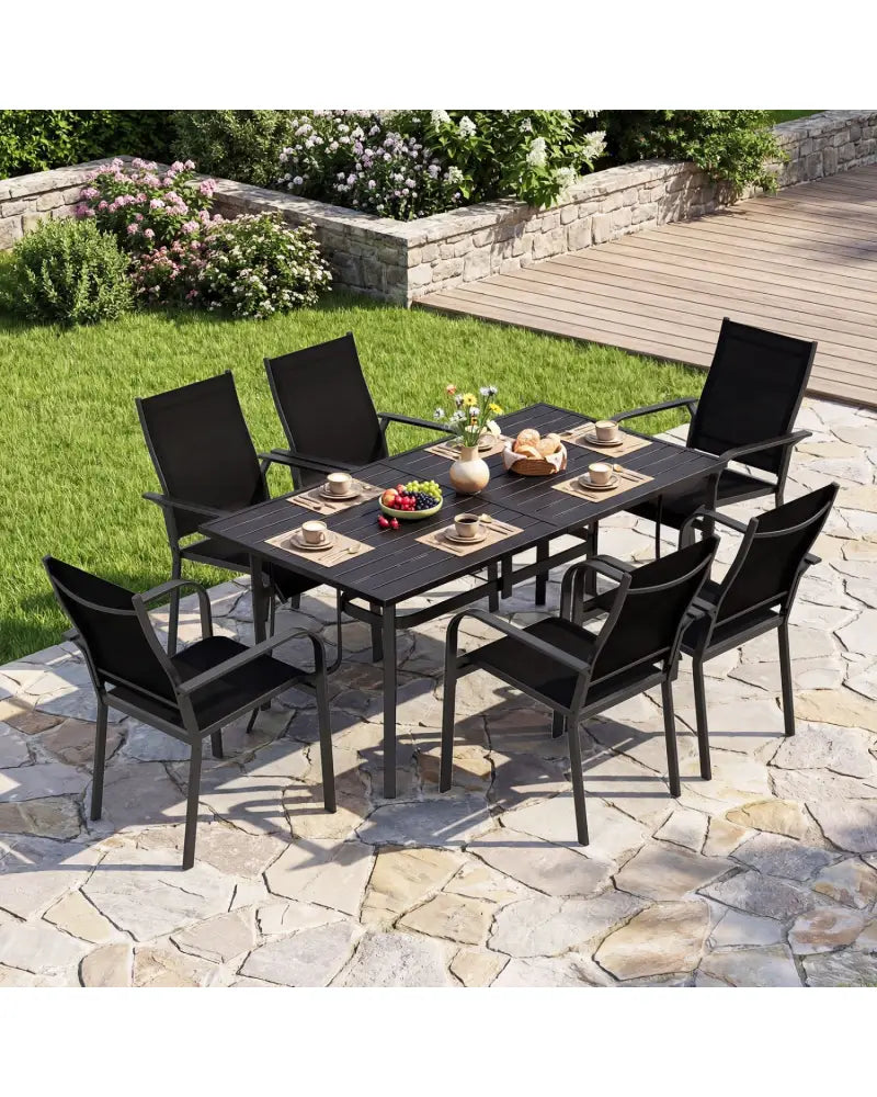 63’’ x 33’’ Rectangle Metal Patio Dining Table for 6-Black - Patio Dining Tables
