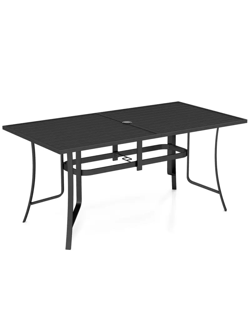 63’’ x 33’’ Rectangle Metal Patio Dining Table for 6-Black - Patio Dining Tables