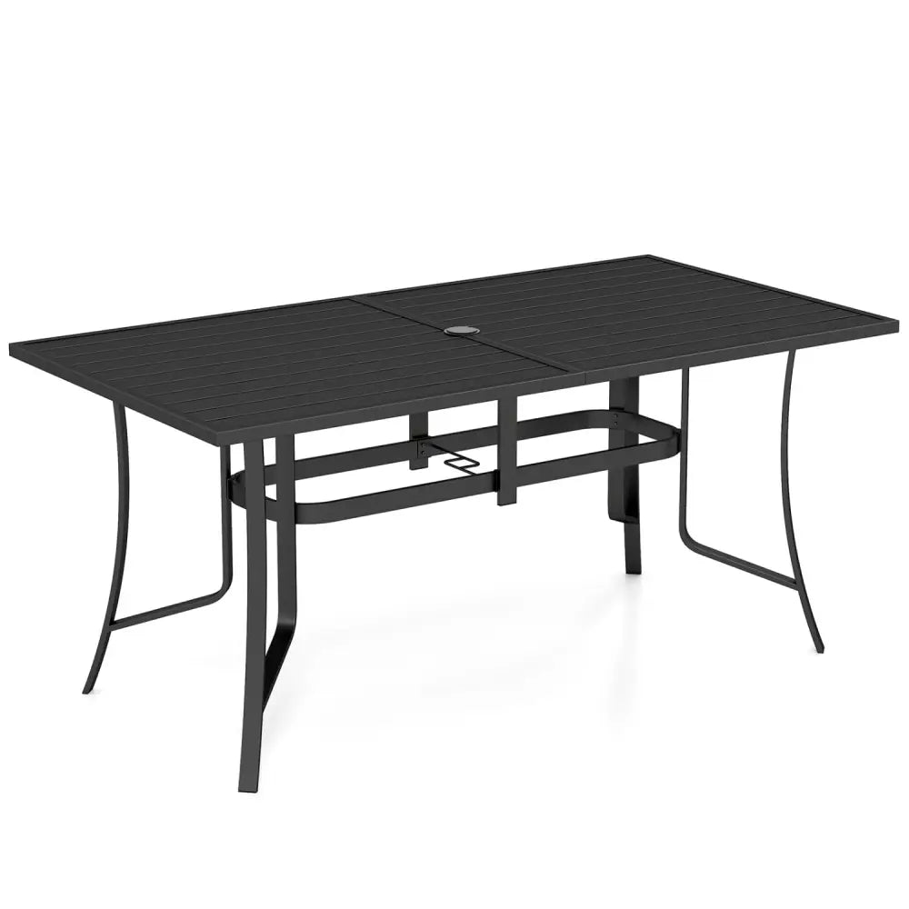 63’’ x 33’’ Rectangle Metal Patio Dining Table for 6-Black - Patio Dining Tables