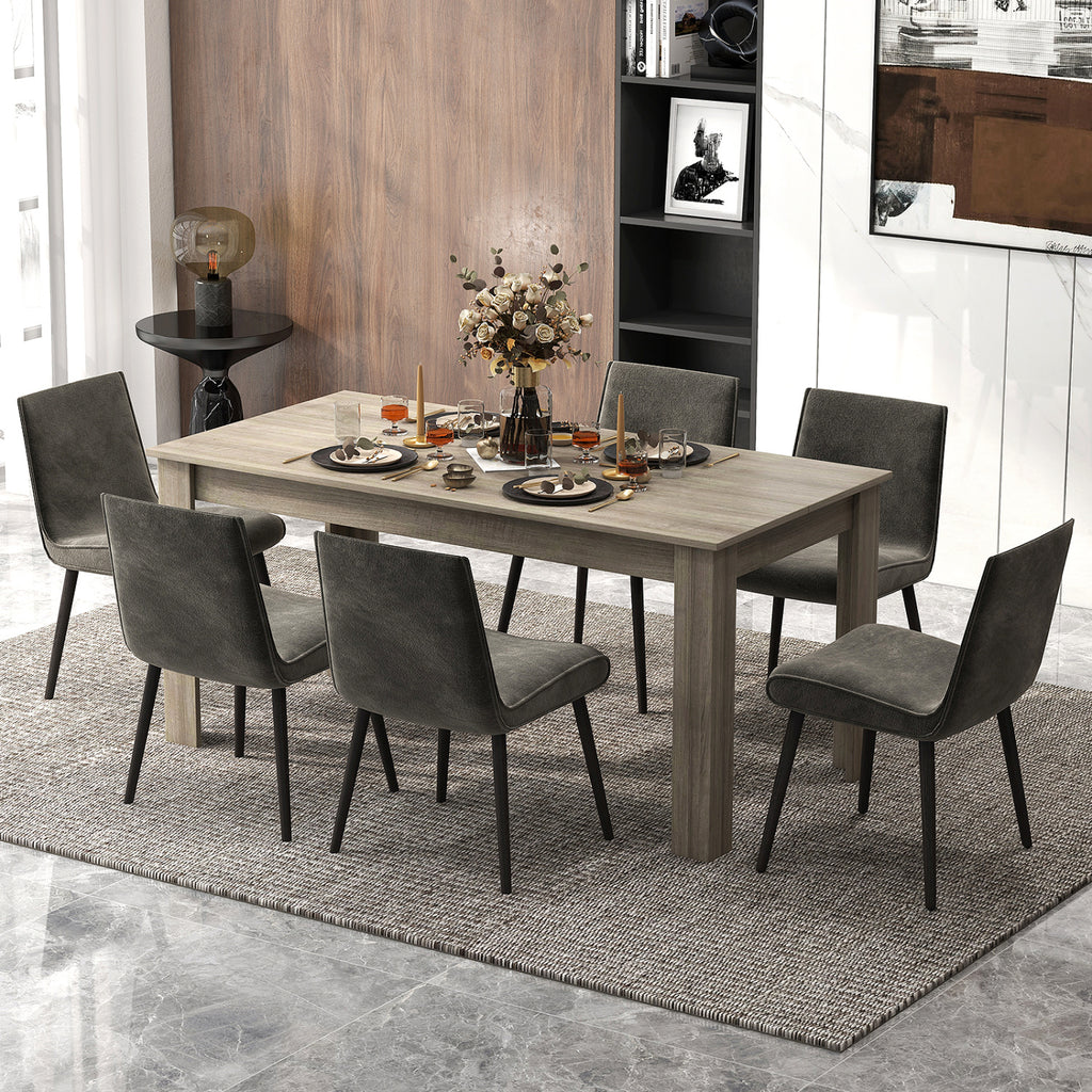 63 Inch Rectangular Modern Dining Kitchen Table-Light Gray