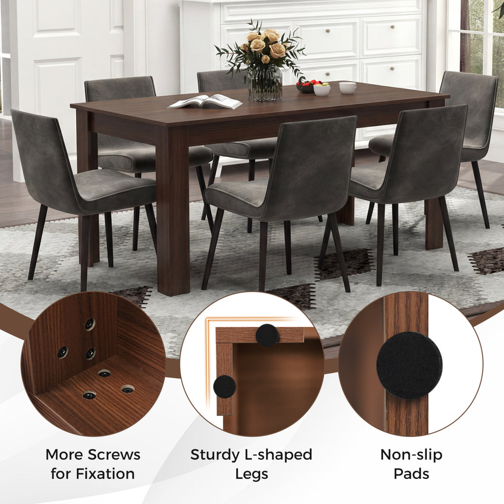 63 Inch Rectangular Modern Dining Kitchen Table-Walnut