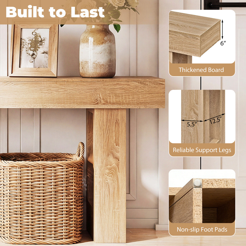63 Inches Long Console Table Farmhouse Entryway Table with Storage-Natural