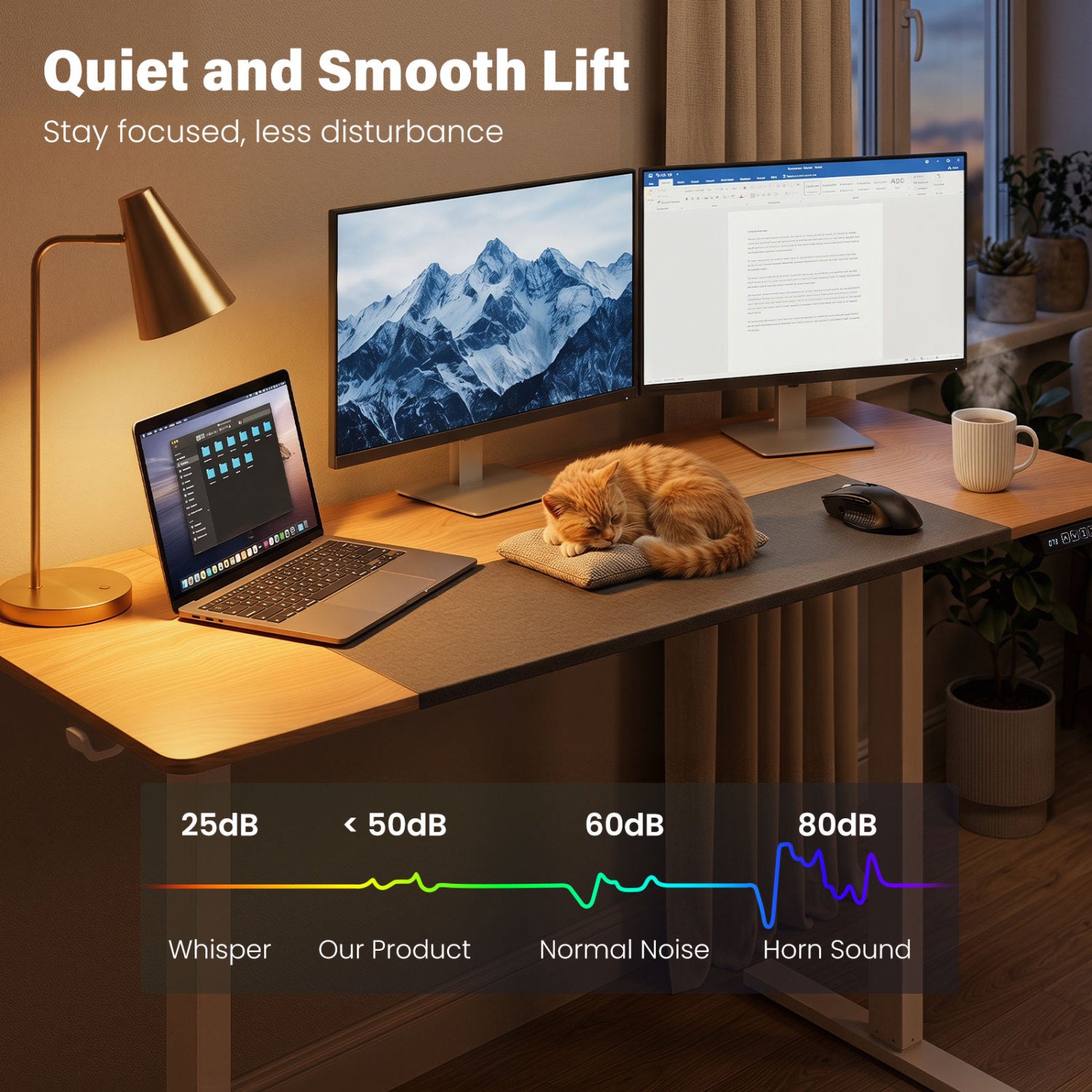 63 x 24 Inch Height Adjustable Sit Stand Computer Desk with 3 Memory Presets-Natural