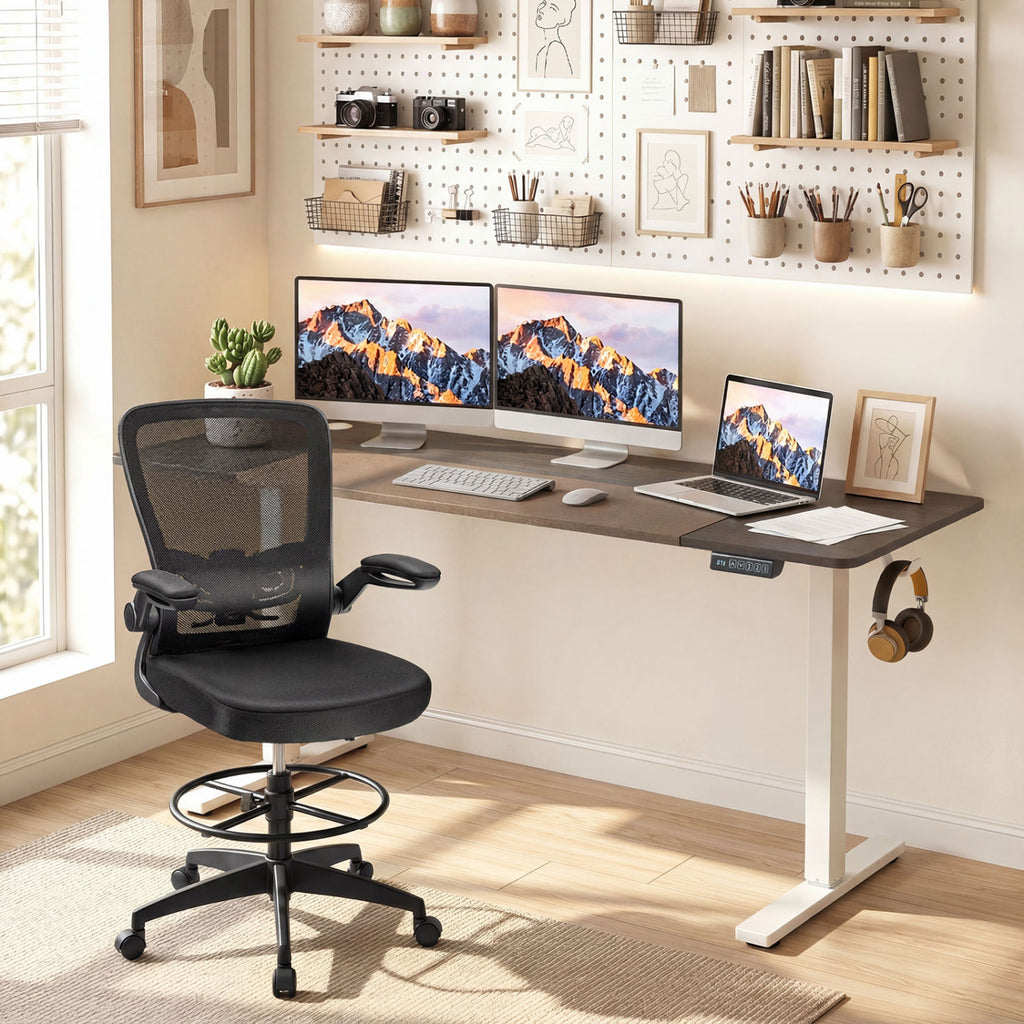 63 x 24 Inch Height Adjustable Sit Stand Computer Desk with 3 Memory Presets-Grey