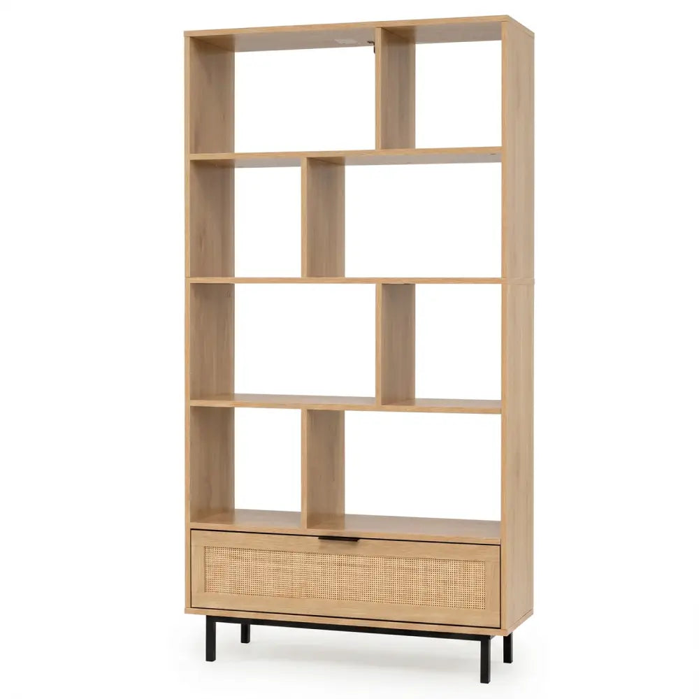 64 inch 6-Tier Tall Wooden Bookcase with 8 Open Cubes-Natural - Natural - Bookcases