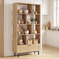 64 inch 6-Tier Tall Wooden Bookcase with 8 Open Cubes-Natural - Natural - Bookcases