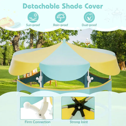 64 Inch Kids Trampoline with Detachable Canopy and Safety Enclosure Net-Yellow - Yellow - Trampolines
